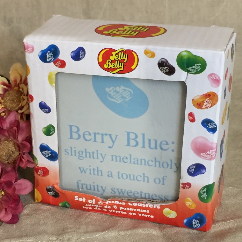 Jelly Belly Set Of 6 Glass Coasters New